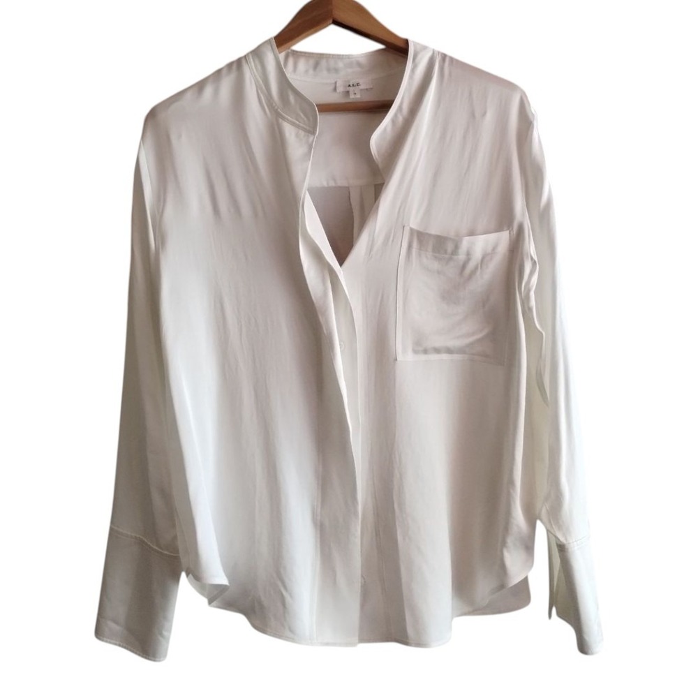 A.L.C. Women's 14‎ Dean Split Neck Long Sleeve Top Dove